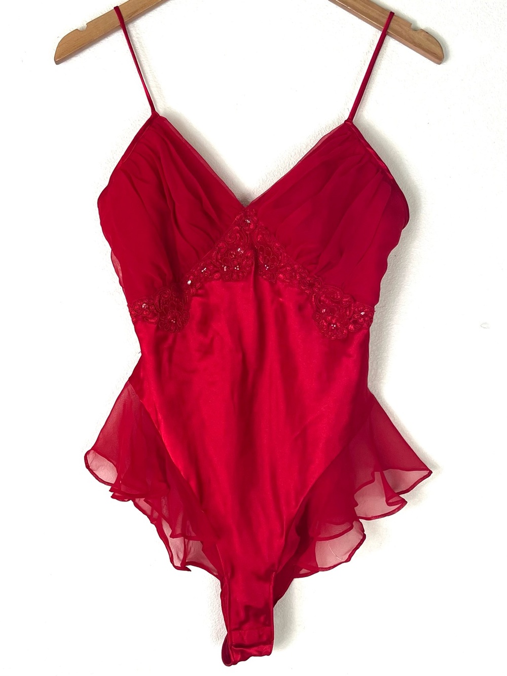 Victoria’s Secret Gold Label Vintage Red Sequin Beaded Bodysuit Small